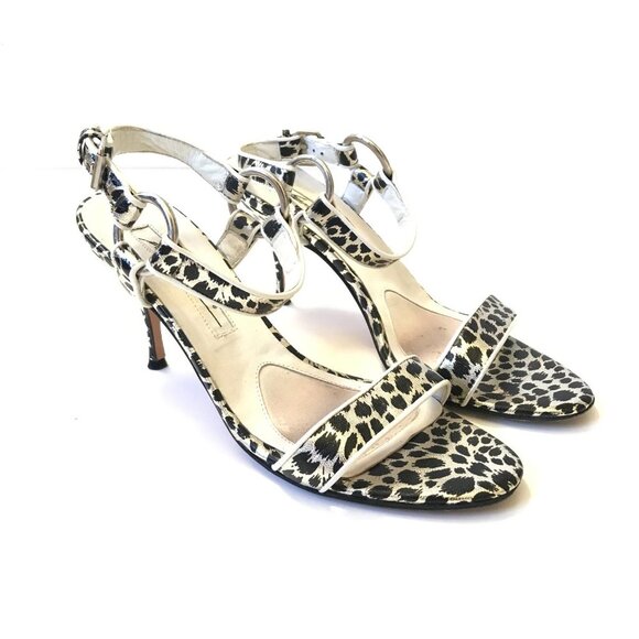 Brian Atwood Maculato Heels Pumps Sandals Womens 36 6 Black Silver Leopard Shoes - Picture 5 of 10